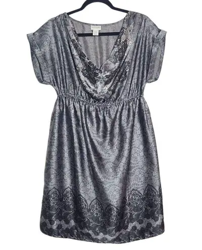 Motherhood Maternity Gray Cocktail Dress Size Medium Silver Wedding Guest Dress