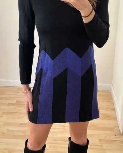 St. John Vintage by Marie Gray Black/Purple Knit Long Sleeve Dress