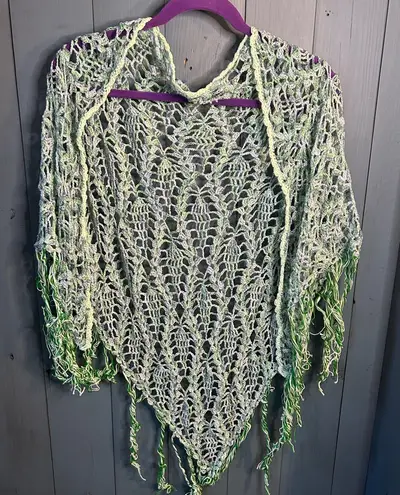 Handmade Elegant Green & Blue Crochet Wrap -