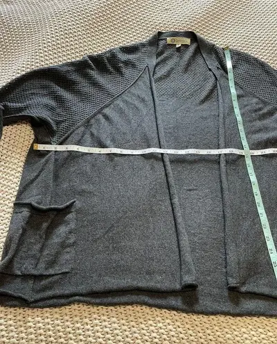 Democracy Womens Cardigan Size M blue long open front buttons on sleeves pockets