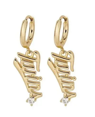 Bijoux Sport by Luv Aj MLB MN Twins Gold Plated Nameplate Charm Hoop Earrings