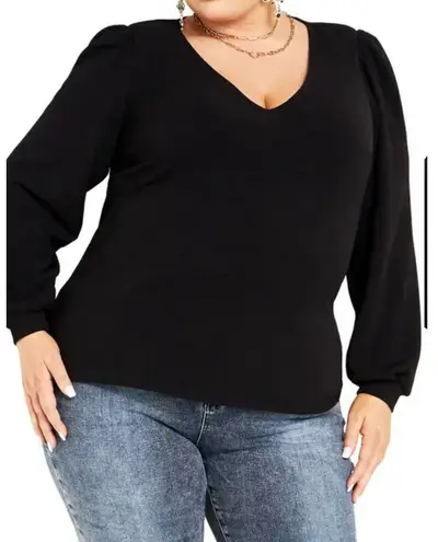 City Chic NWT TOP QIUERO Long Sleeve Knit Top in Black Size Xs( 14)