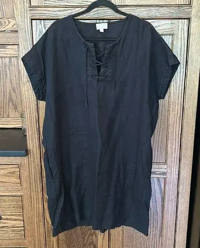 PURE collection lime green yellow Linen laced neck dress sundress coverup beachy Black Size XL