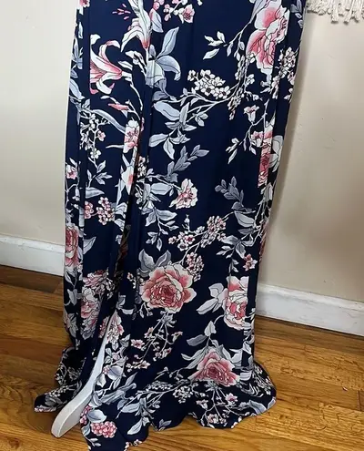 Flynn Skye • floral Bardot maxi dress with slit