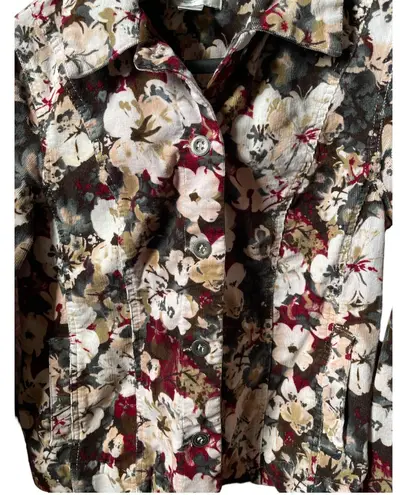 Christopher & Banks Women's Floral Button Down Corduroy Jacket