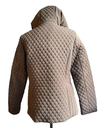 Esprit waterproof brown hooded quilted zip up jacket , M