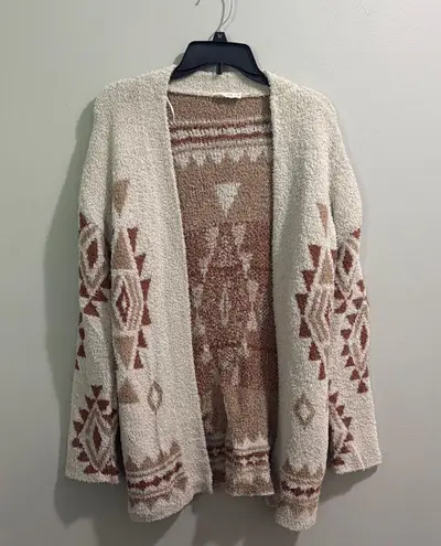 New In Cozy Cream and Brown Geometric Boho western Sweater