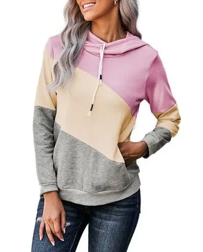 MULTI COLOR POCKETED COLOR BLOCK THICK HOODIE Size undefined