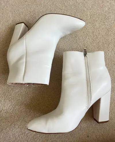 Boutique White Heel Booties