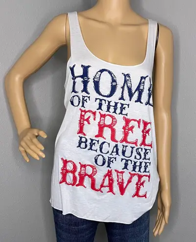 Sweet Claire Red White Blue Home Of The Free Because Of The Brave Tank Top Large