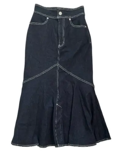 Azul By Moussy Japanese Brand Dark Denim Midi Skirt Front Slit Size Small