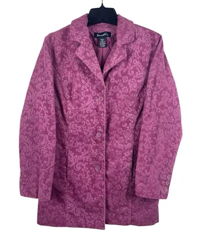 VTG 90s Y2K Denim & Co Women’s S Pink Corduroy Damask Floral Textured Blazer