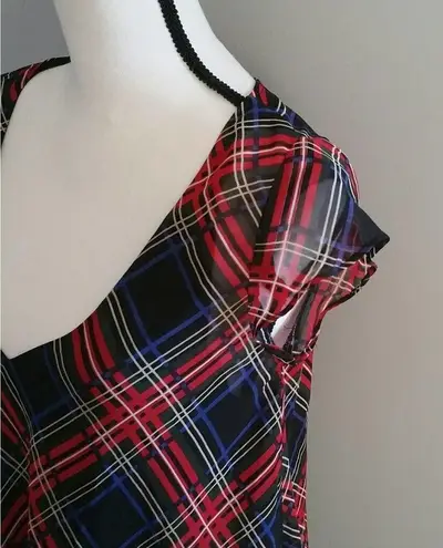 Like Mynded Plaid Short Sleeve Sheath Dress S