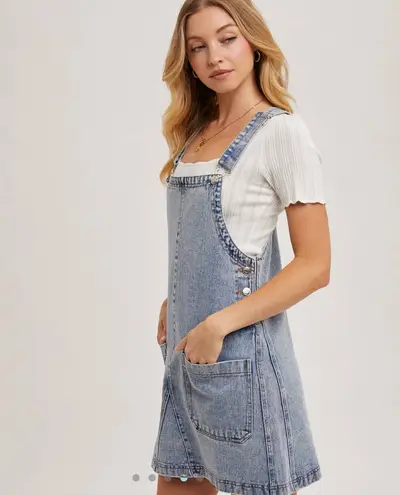 GRACY LILLY Ava Denim Overall Dress Blue Size L