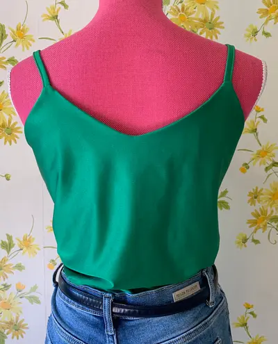 Cowl neck strappy cami top green size S