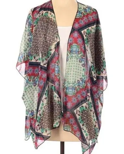 Band of Gypsies  Boho Mixed Print Mixed Pattern Sheer Cardigan Women's Size Small