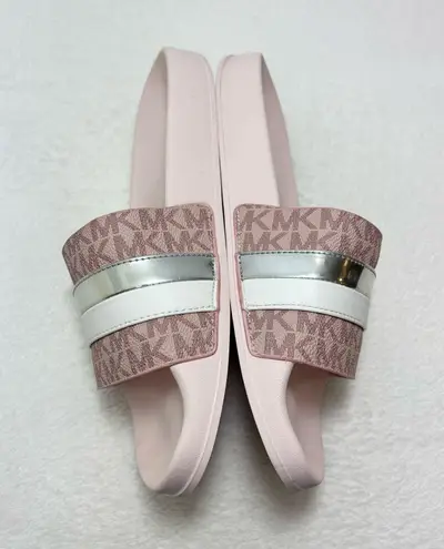MICHAEL Michael Kors Brandy Pink and Silver Slide Size 8M