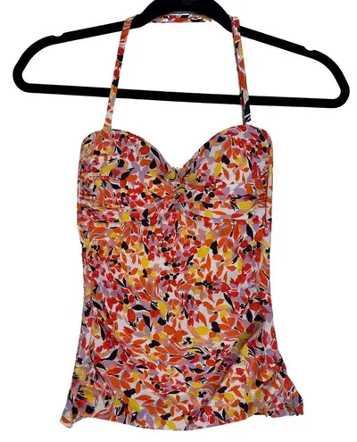 Anne cole Twist Front Bandeau Tankini Swim Floral Bathing Suit Top NWT XS