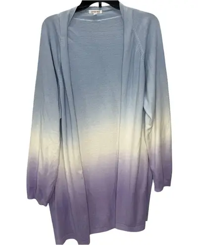 Johnny Was Womens Dip-Dye Ombre Cardigan Sweater Size XL Blue Purple Open Front