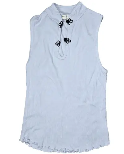 Truly Madly Deeply Light Blue Ribbed Mock Neck Sleeveless Crop Tank Top XS