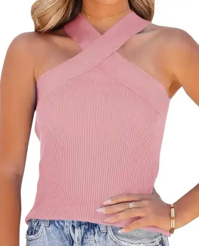 Solid Pink Criss Cross Top