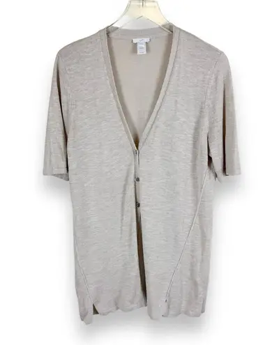 J. Jill Short Sleeve Linen Blend Cardigan Tan Size M