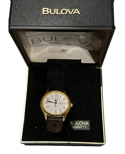 Bulova Classic Men's Black Leather Quartz Watch 97B147
