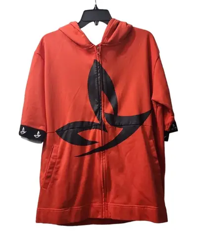 Tamela Mann Orange Zip Up Hoodie Short Sleeve Casual Top Size 14/16