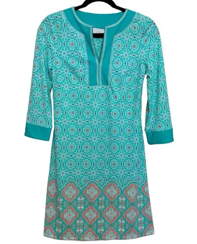 Talbots NWT  x Cabana Life Embroidered Cover Up in Aqua Medallion - Size XS