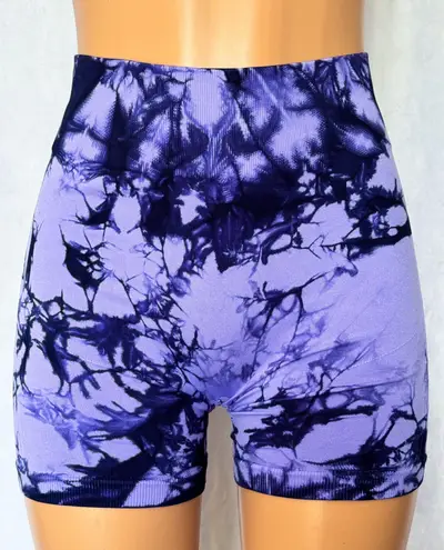 Boutique Purple & Black, Abstract, High-Waisted, Workout Shorts