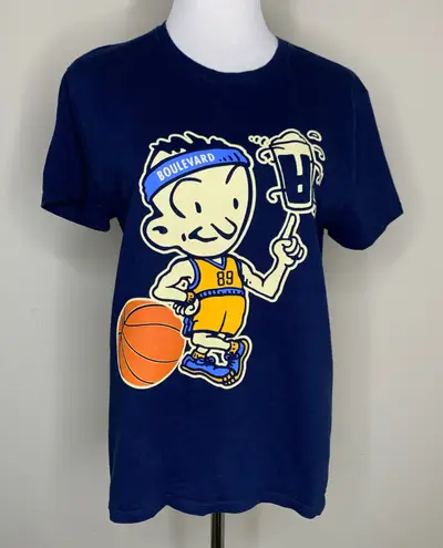 Boulevard Beer Basketball Graphic T Shirt Medium Blue