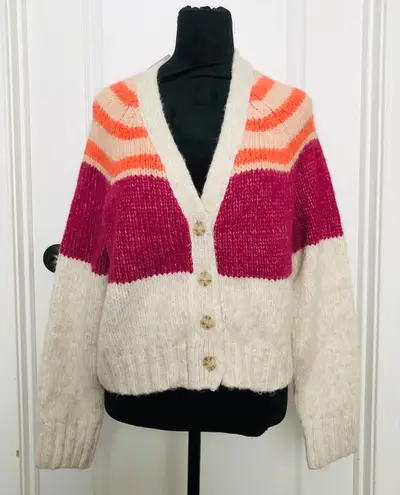 American Eagle Women's Colorblock Cardigan Sweater M Wool Blend Button