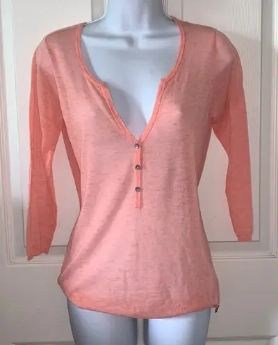 Scotch & Soda Scotch & Soda Peach 3/4" Sleeve Light Weight V-Neck Sweater Size 1 - Image 1
