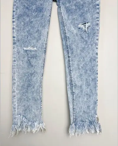 Free People  | Great Heights Acid Wash Frayed High Rise Skinny Jeans Size 27