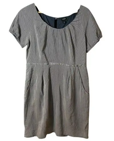 J. CREW FACTORY Gray Grey Career Short Cap Sleeve Stripe Cotton Silk Dress 14