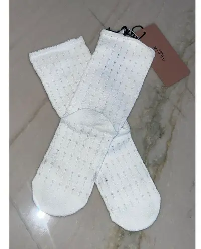 ALAÏA Lace Stretch Viscose Socks in Blanc Optique Small New Womens Vienne White