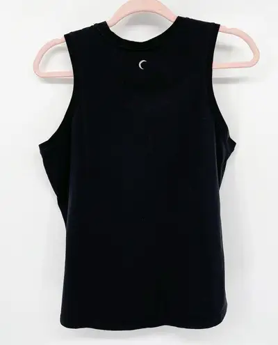 Zyia  Active South Beach Tank Top Sz L Black Sleeveless Curved Hem Cotton Stretch