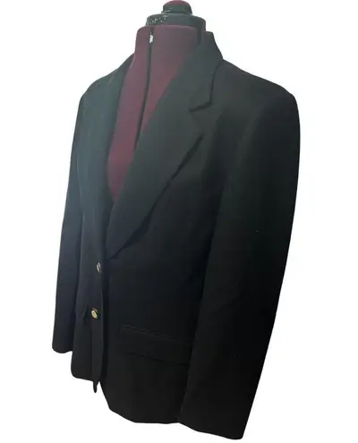 Pendleton Virgin Wool Single Breasted 2 Gold Button Blazer Black Womens EUC 10