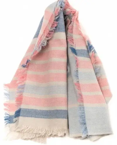 Barbour NWT Pink, blue and cream Freya wrap scarf