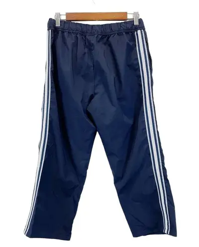 st. john's bay St. John’s Bay Womens M Track Pants Ankle Crop Navy Blue White Stripe Coastal