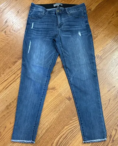 Wit & Wisdom Stretch Skinny Jeans Raw Hem Distressed Medium Wash Size 8 Blue - Image 1