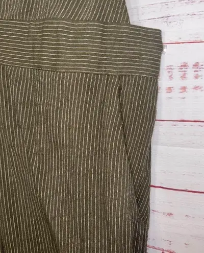 Women’s Olive Green & White Pinafore Wide Leg Cropped Jumpsuit | Medium