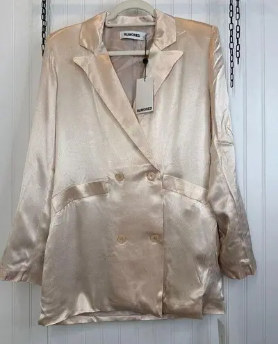 NWT Rumored BlushPink Satin Double Breasted James Blazer Dress Champagne Size XS