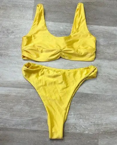 Riot Swim Poppy Yellow Bikini Size Large Pico Top Tinsley Bottom