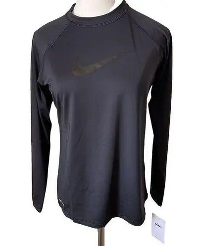 Nike Women's  UPF 40+ Long Sleeve Standard Swim Shirt Dri-Fit NESSA421-001 Black