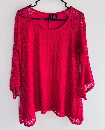 New Directions Lace Crochet overlay tunic top/blouse size medium