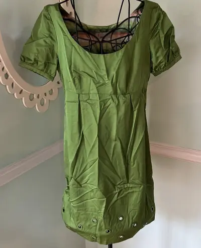 Missoni  sz 6 Green Cotton Silk Grommet Short Sleeve Dress Italy
