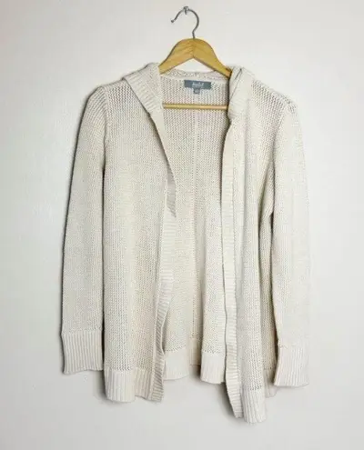Marled Reunited Clothing Cream Marled Hooded Knit Open Sweater Size M EUC