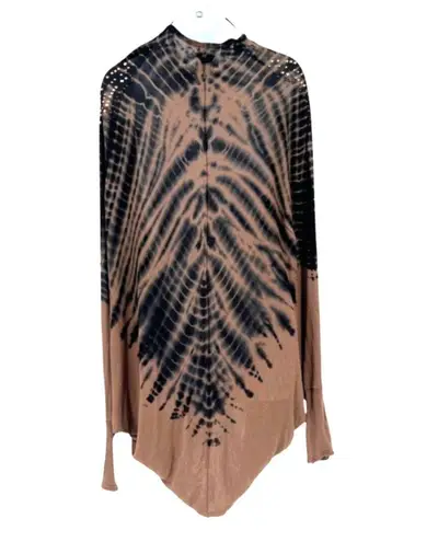 Vocal Y2K USA Mesh Poncho Womens Top Sz M Brown Studs Festival Glam Whimsigoth