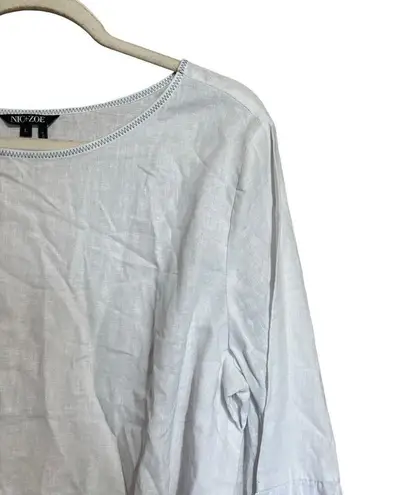 Nic+Zoe Top Womens Large White Bell Sleeves Linen Blend Blouse